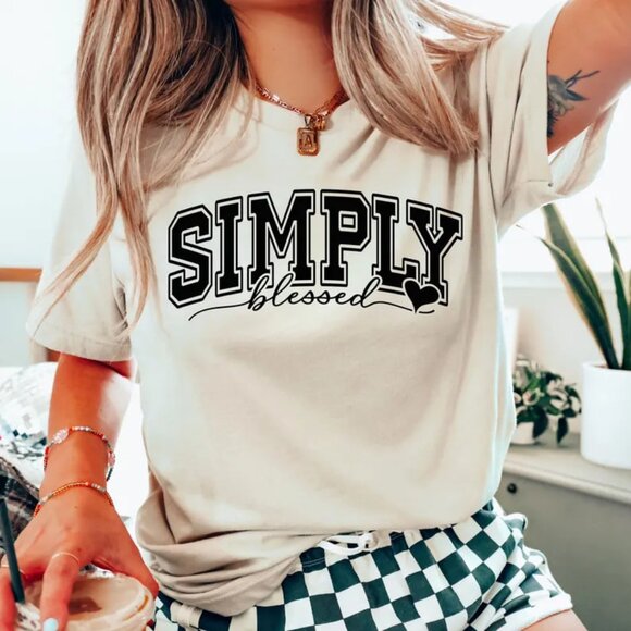 Tops - Simply Blessed Shirt, Inspirational Tee, Unisex Graphic Tee